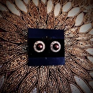 3 for $10 earrings brown pearl and rhinestone stud
